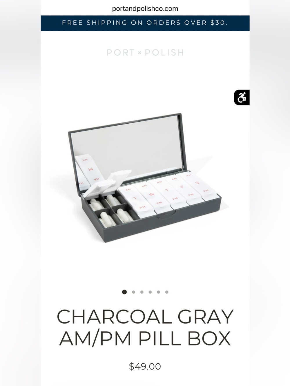 Port x Polish Gray AM / PM Pillbox